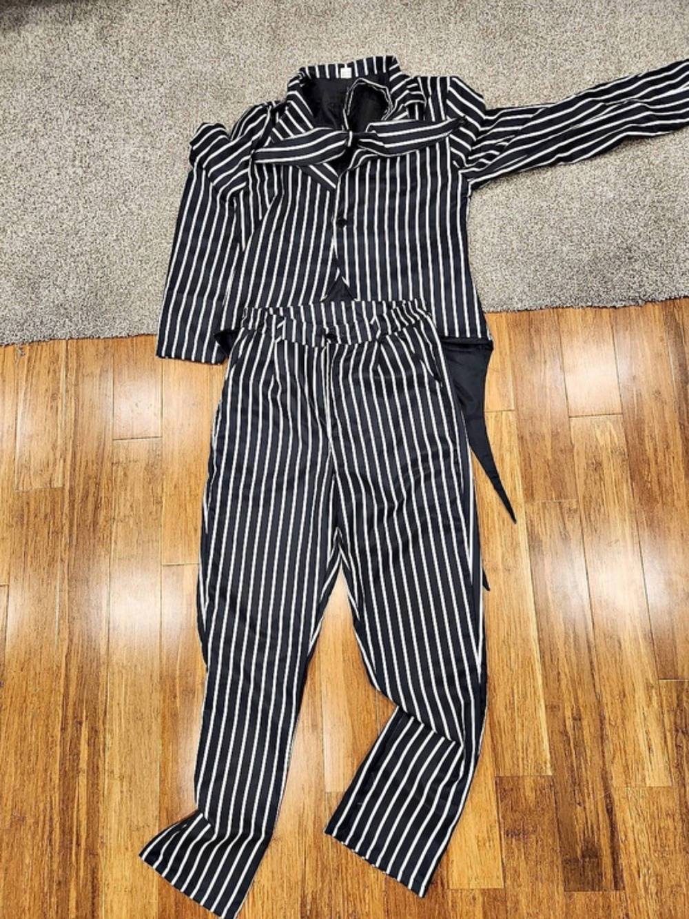 Jack The Skeleton Black & White Striped Halloween Costume